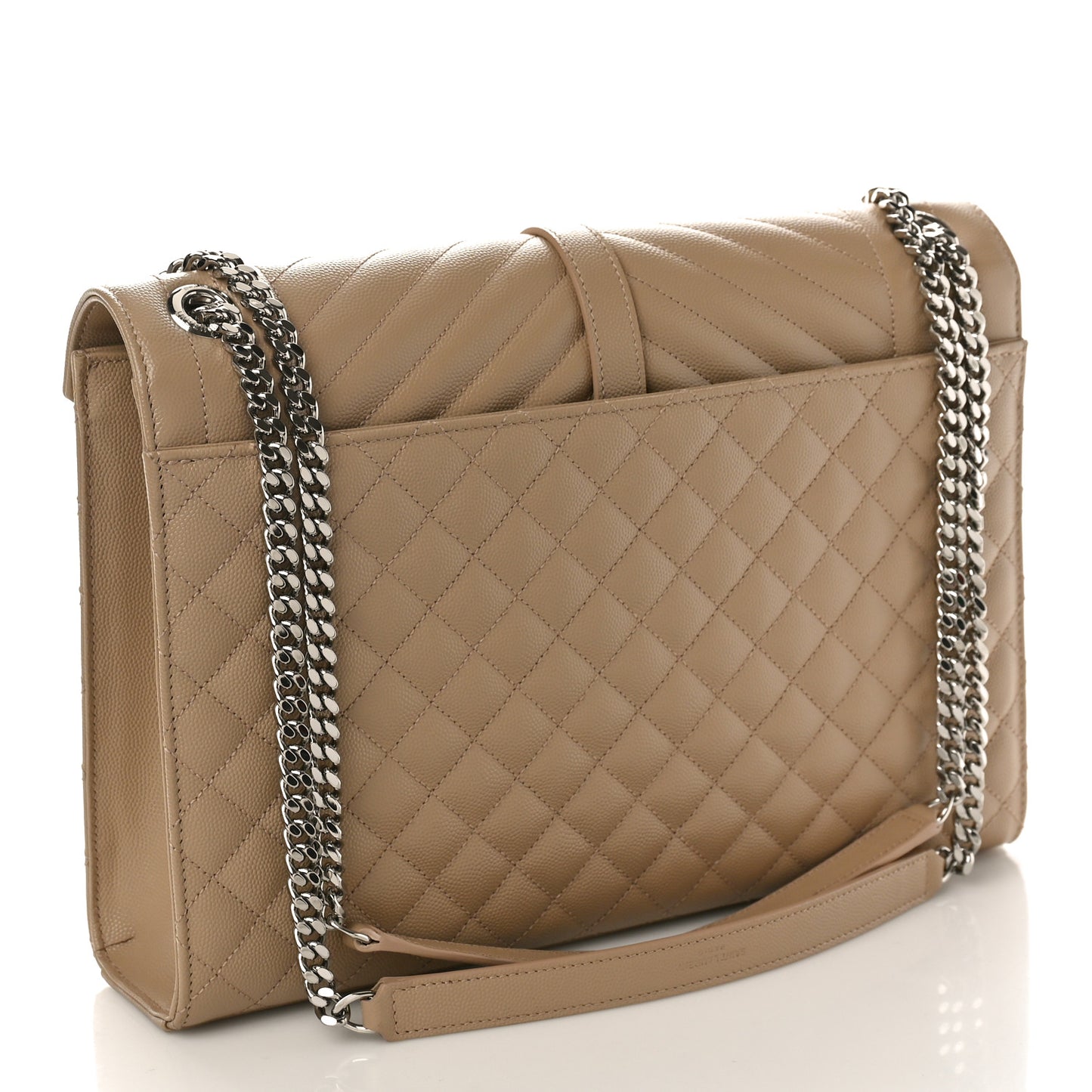 Grain De Poudre Textured Mixed Matelasse Triquilt Large Monogram Satchel Natural Tan