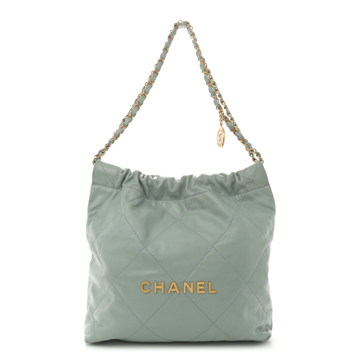 Shiny Calfskin Quilted Small Chanel 22 Grey