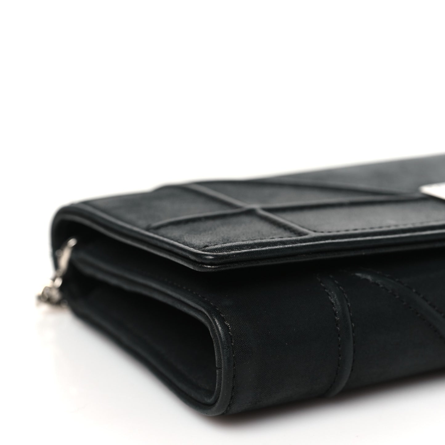 Metallic Lambskin Diorama Croisiere Chain Wallet Black