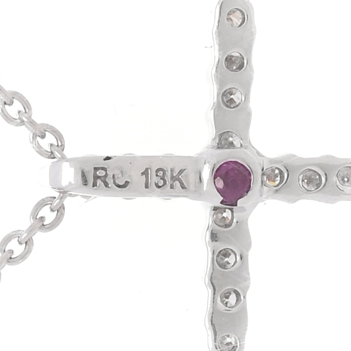 18K White Gold .10ctw Diamond Cross Pendant Necklace