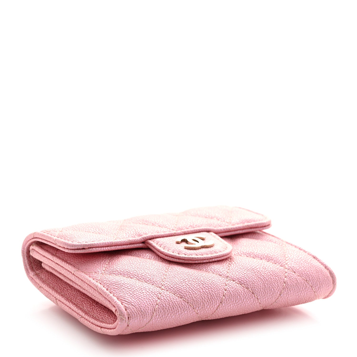 Chanel Iridescent Caviar Flap Quilted Card Holder Wallet Pink 4 of 9