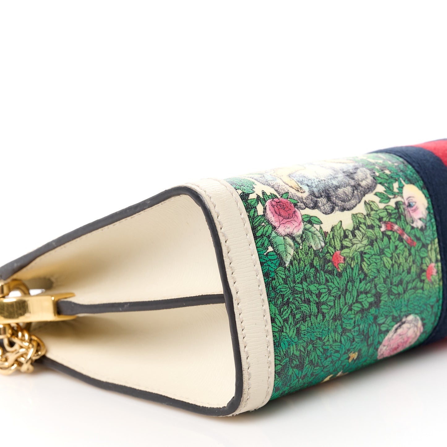 X YUKO HIGUCHI Canvas Calfskin GG Web Yuko Higuchi Print Small Ophidia Chain Shoulder Bag White