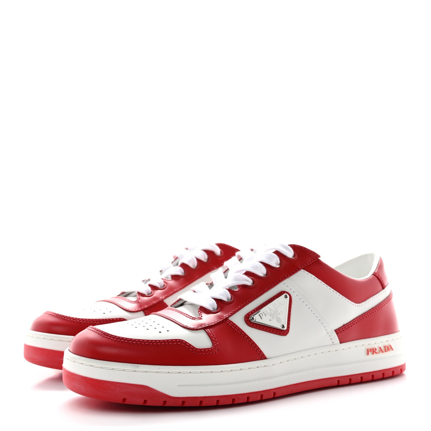 Prada Vitello Sport Spazzolato Rois Triangle Logo Womens Downtown Low Top 30mm Sneakers 40 White Lacca 3 of 9