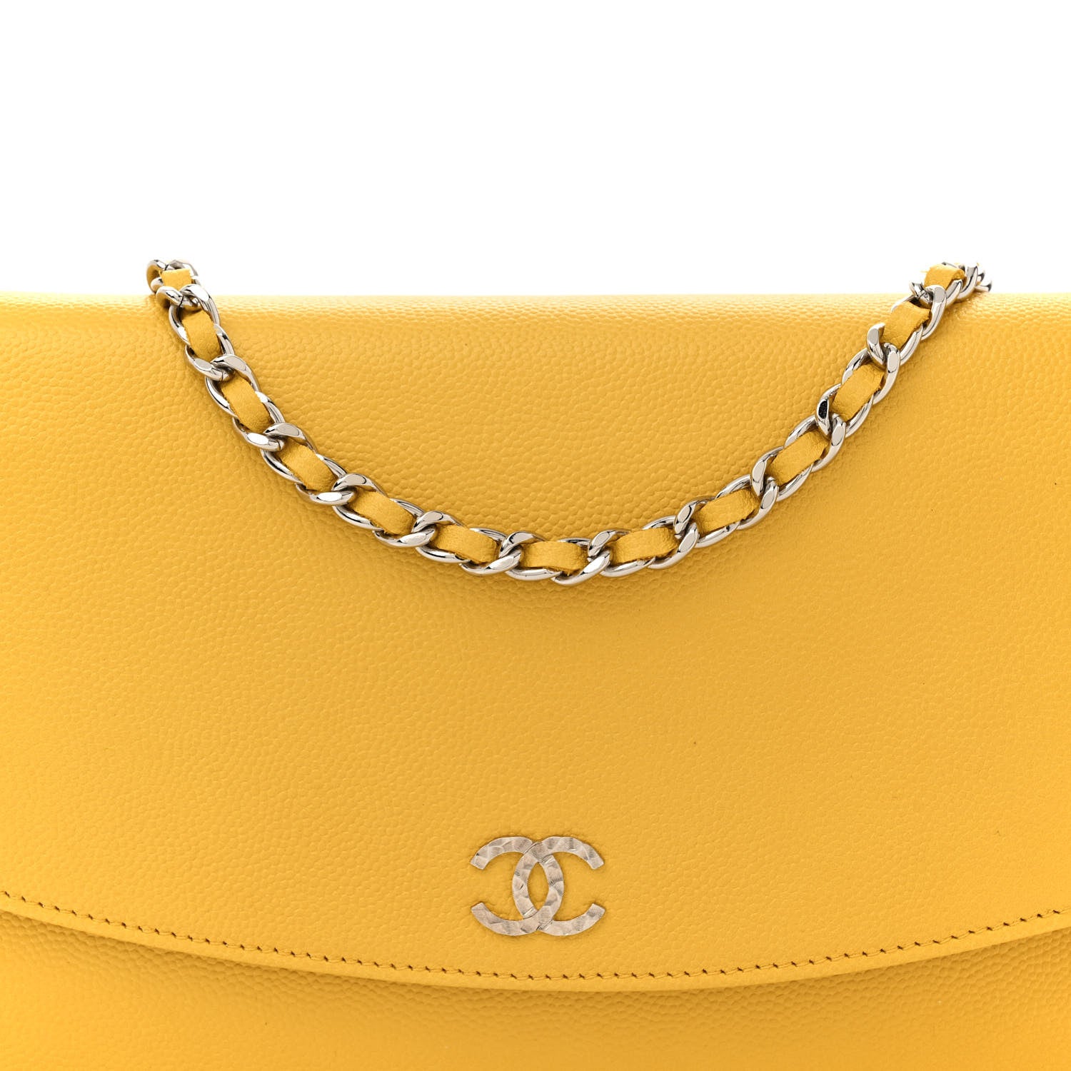 Chanel Caviar Sevruga Wallet on Chain WOC Yellow 8 of 15