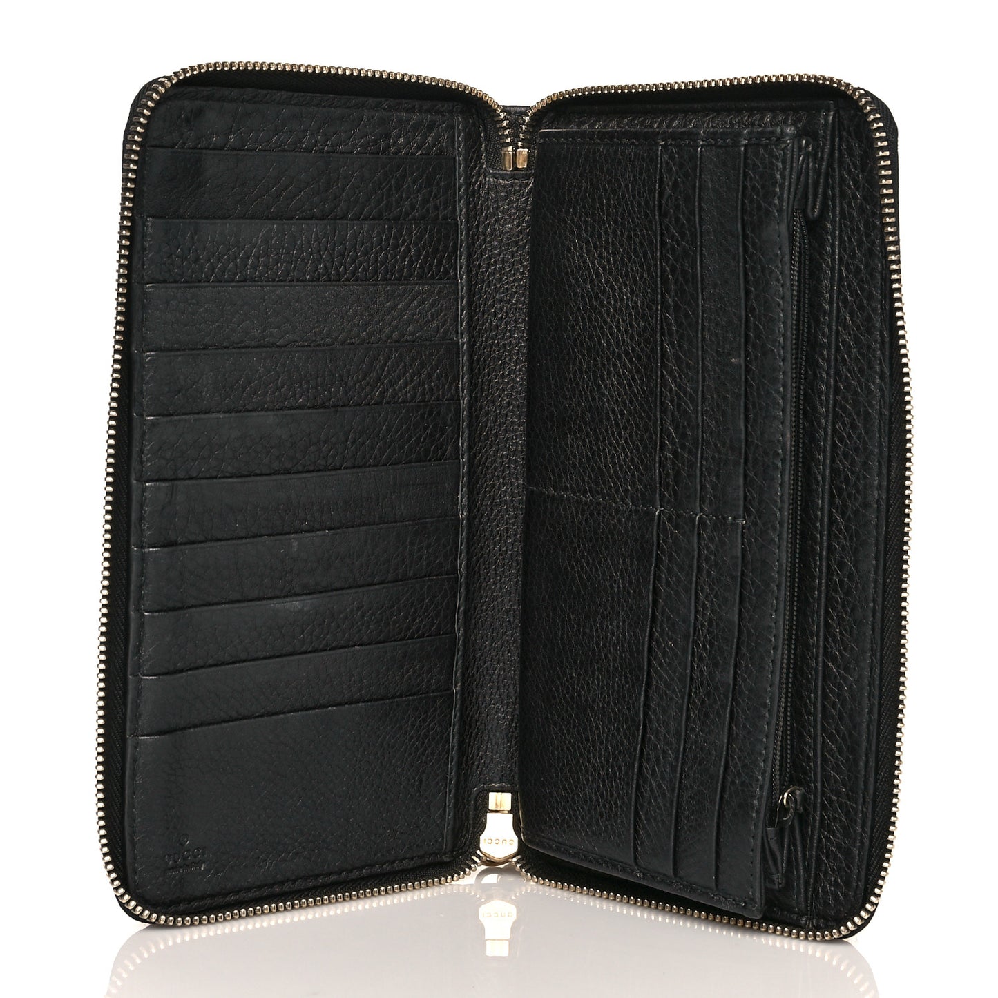 Pebbled Calfskin Soho Zip Around Wallet Black