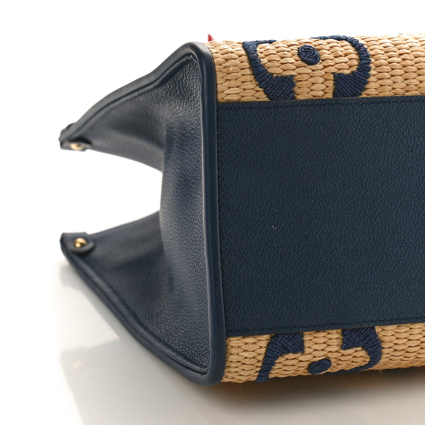 Raffia Calfskin Monogram Giant Onthego MM Blue