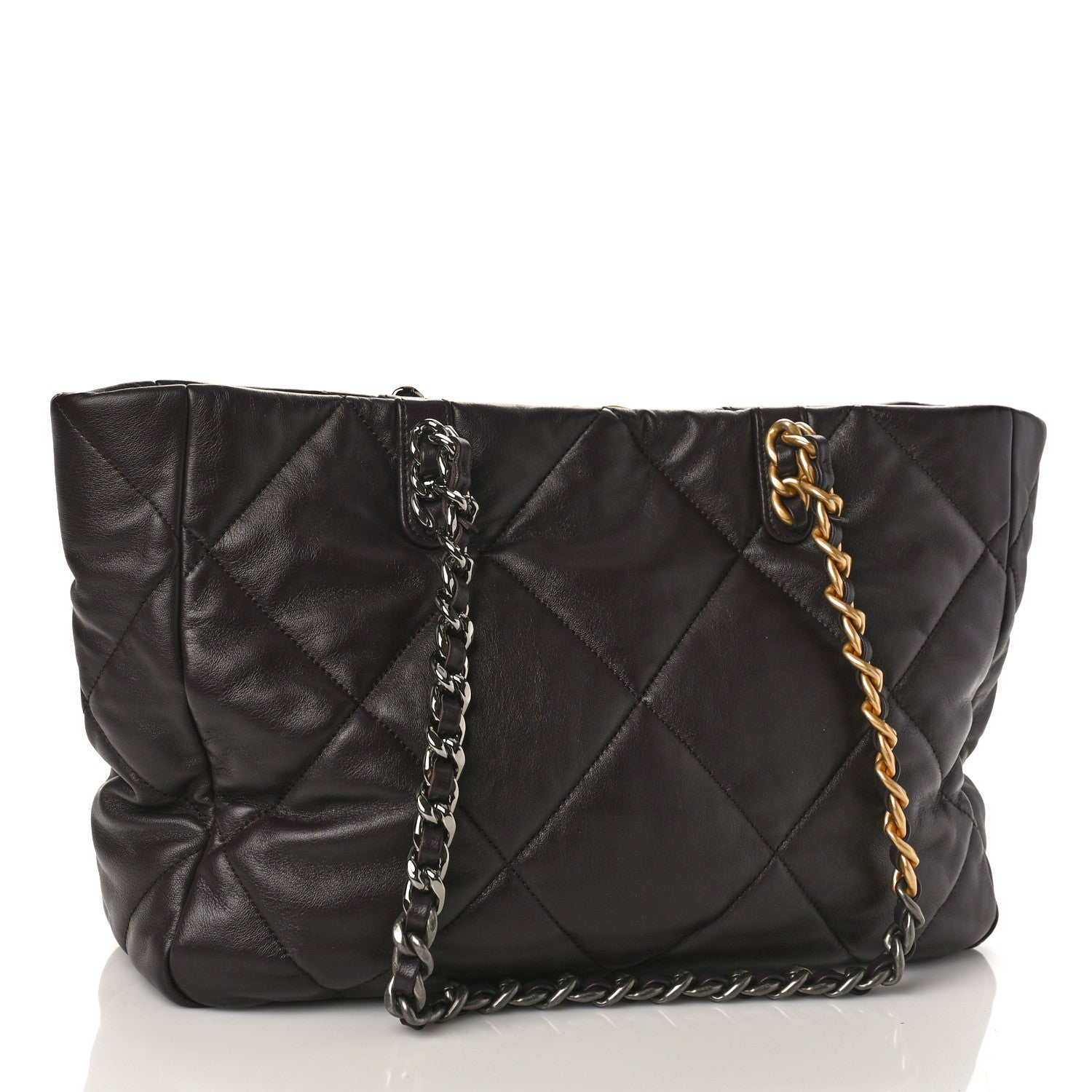 Chanel Lambskin Quilted Chanel 19 East West Shopping Bag Burgundy 3 of 9