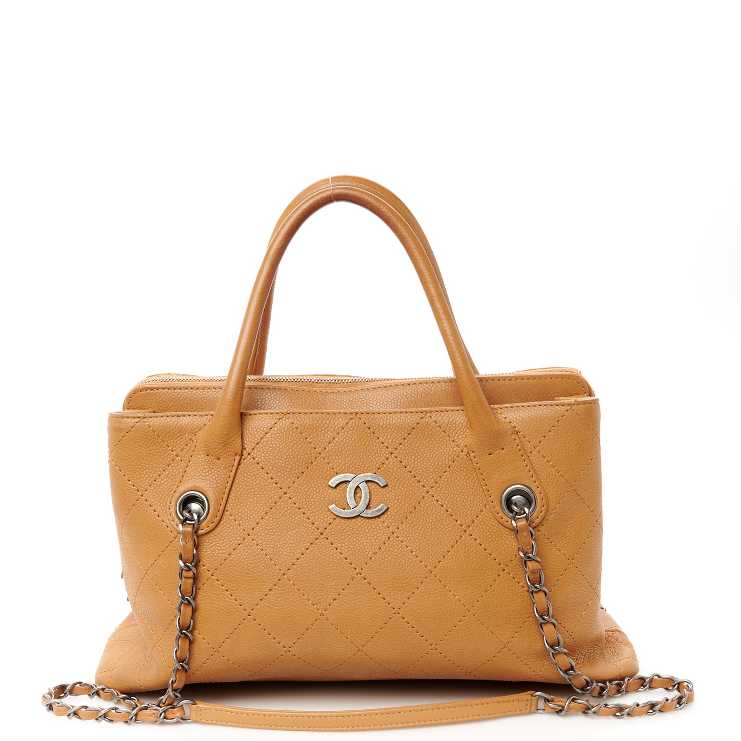 Grained Vegetal Calfskin Small Urban Shopping Tote Camel