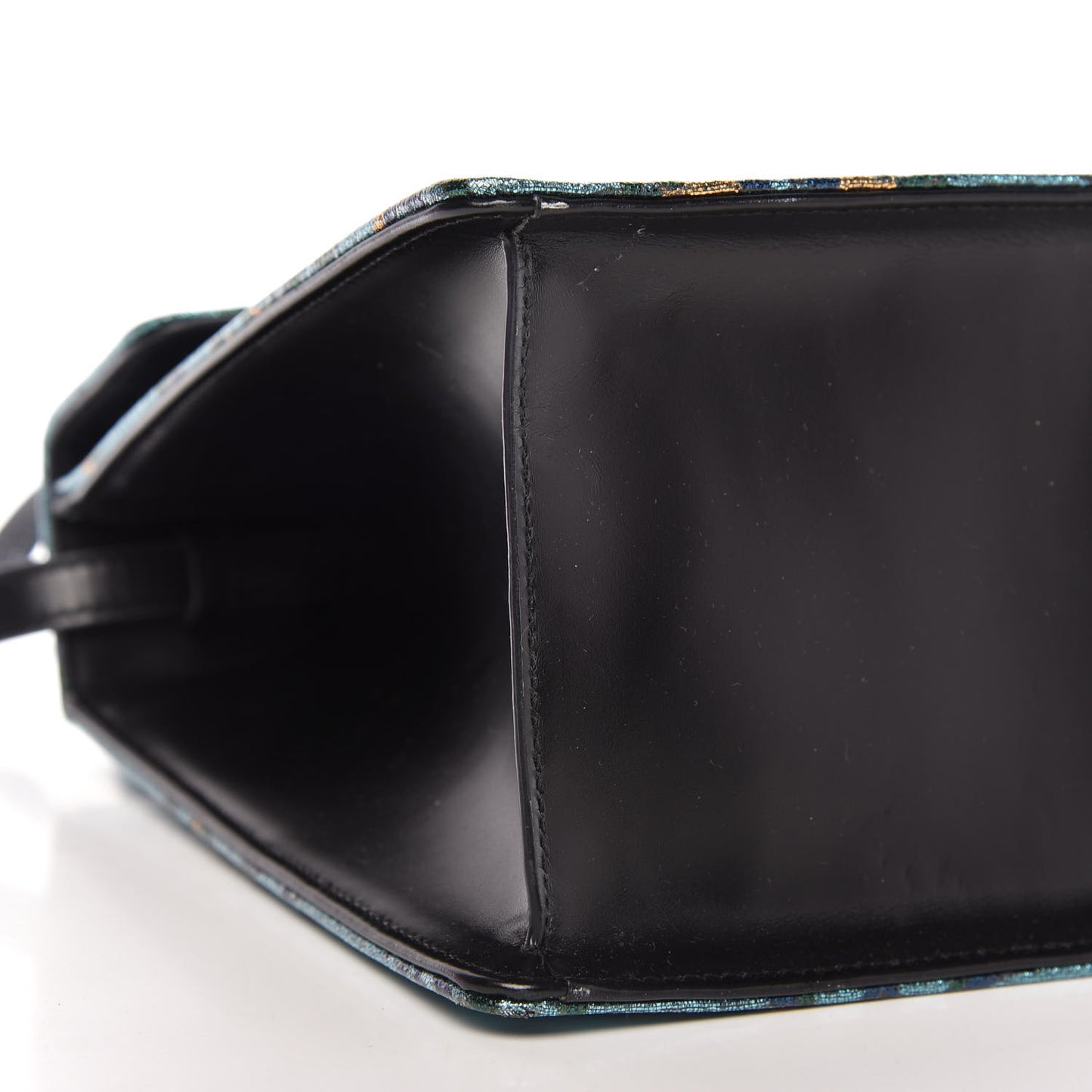 Iridescent Brocade Medium Sylvie Top Handle Bag Blue