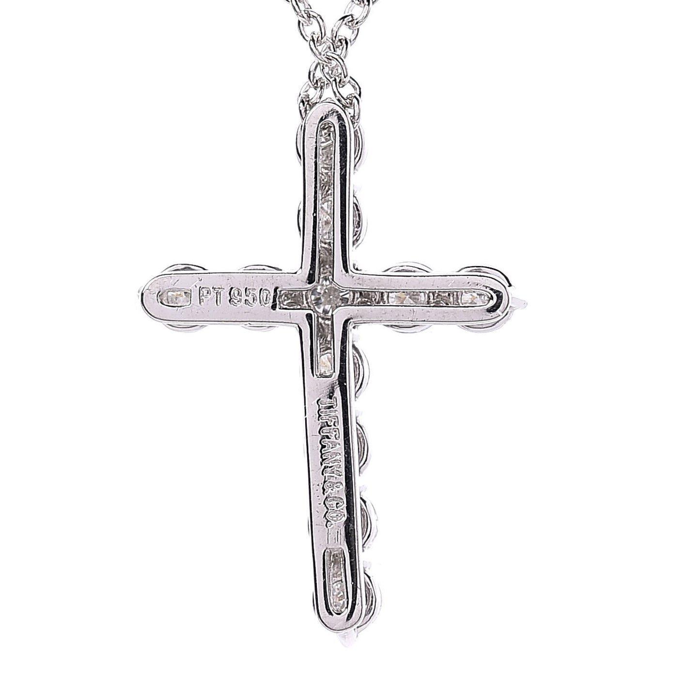 Platinum Diamond Small Cross Pendant Necklace