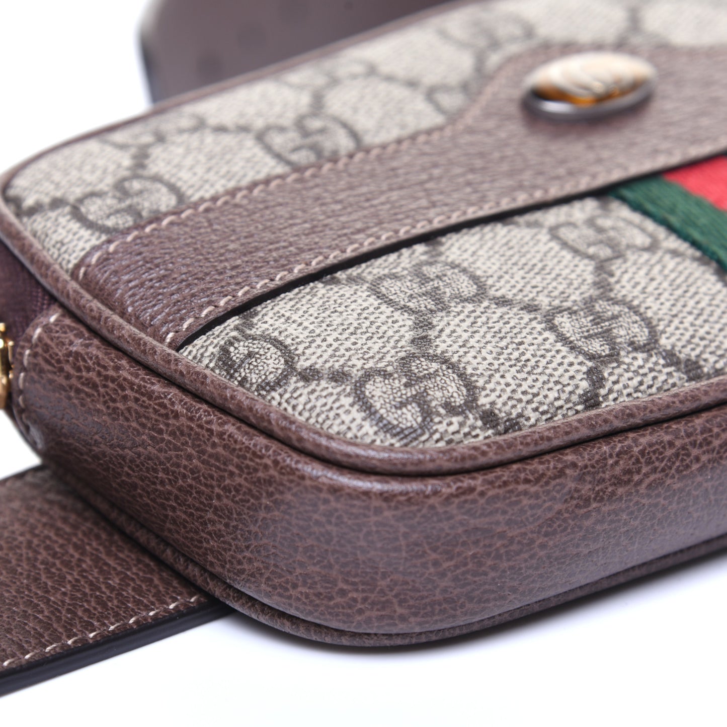 GG Supreme Monogram Ophidia Belted iPhone Case 85 34 Dark Brown