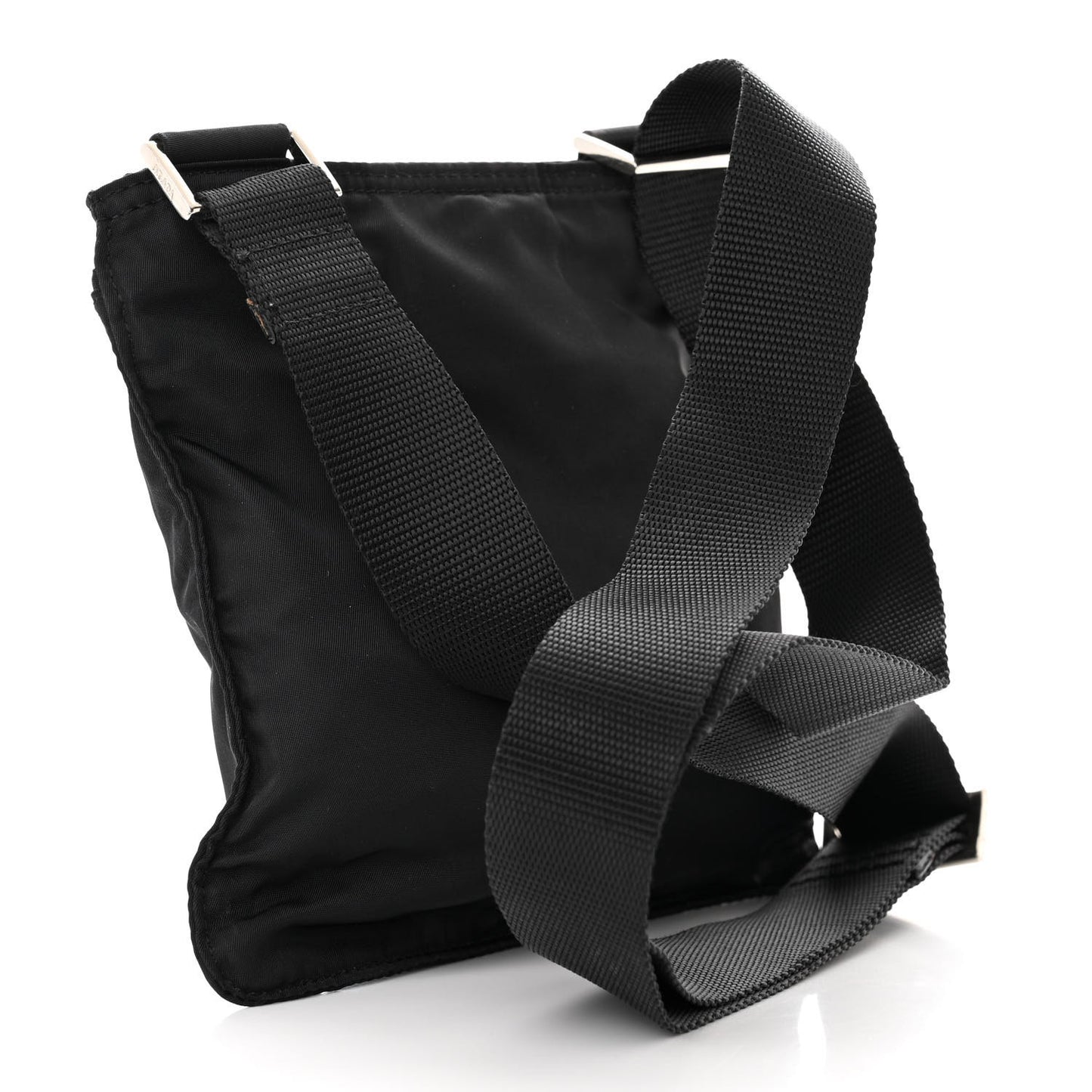 Nylon Saffiano Flat Messenger Bag Black
