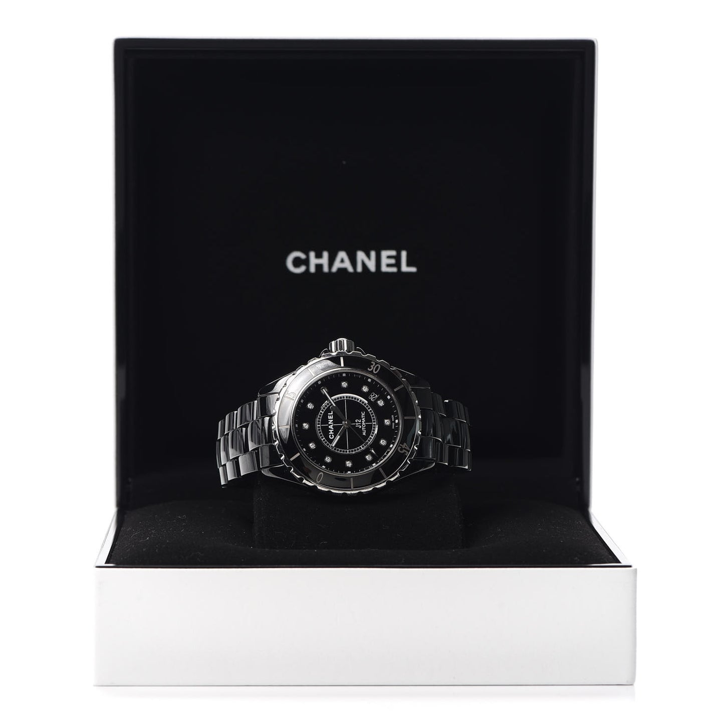 Stainless Steel Ceramic Diamond 38mm J12 Automatic Watch Black