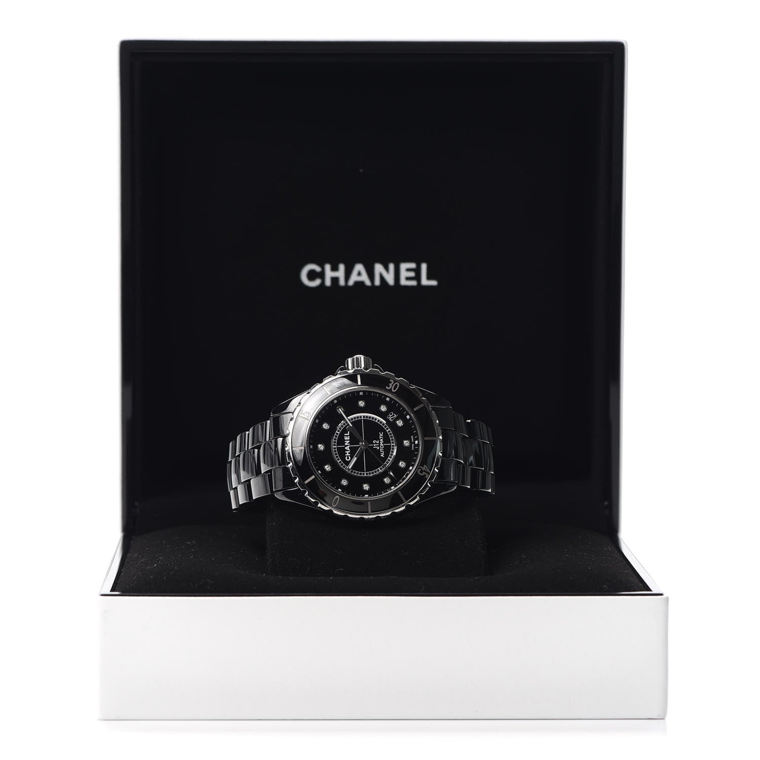 Chanel Stainless Steel Ceramic Diamond 38mm J12 Automatic Watch Black 6 of 6