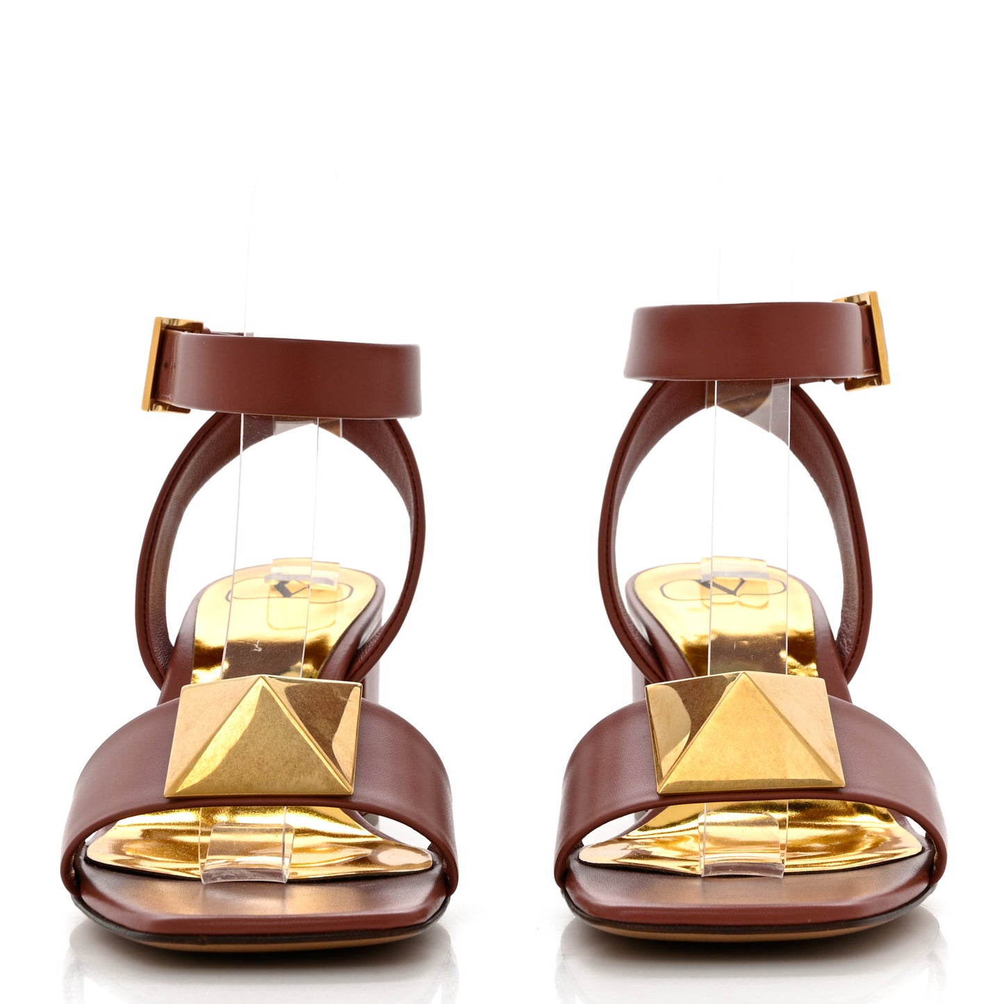 Calfskin One Stud Ankle Strap 60mm Sandals 37.5 Gingerbread
