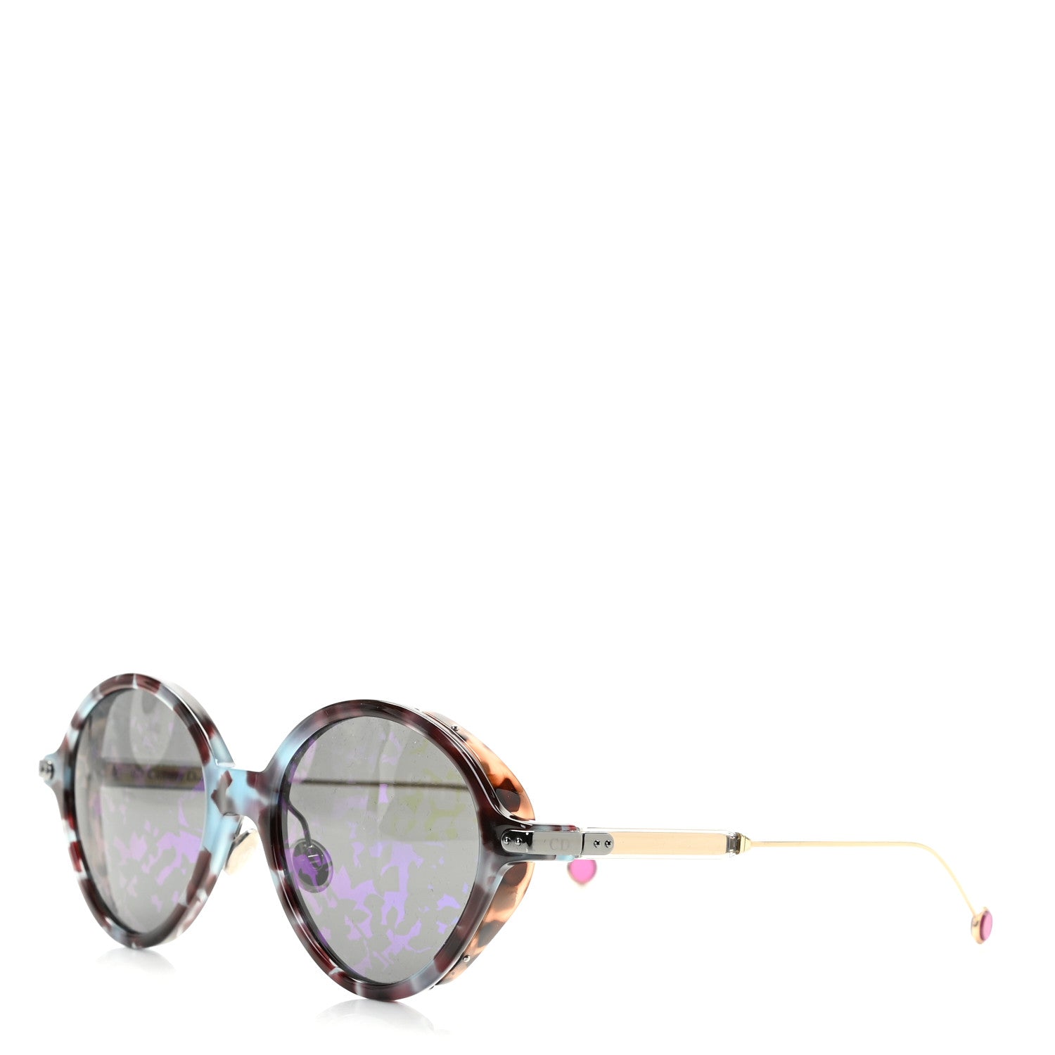 Christian Dior Acetate Leaf Print Umbrage Round Sunglasses Purple Foliage 1 of 5