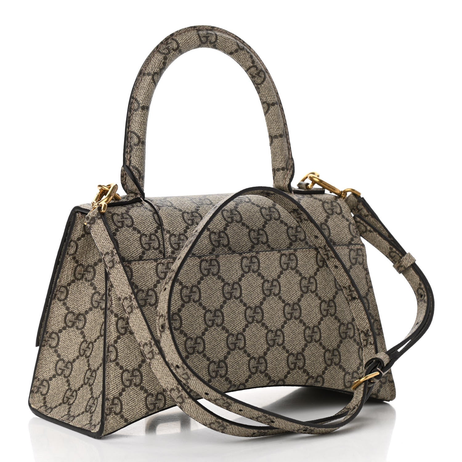 Balenciaga X GUCCI GG Supreme Monogram Small Hourglass Top Handle Bag Beige Ebony 3 of 10