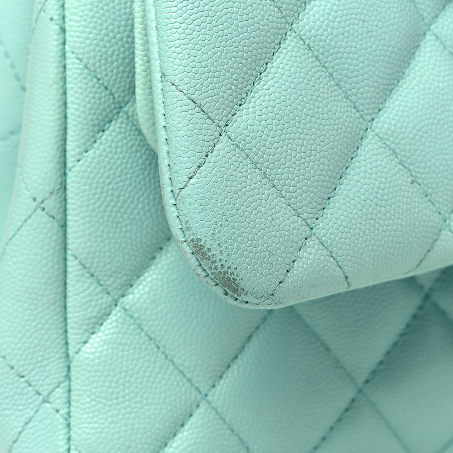 Caviar Quilted Jumbo Double Flap Light Green