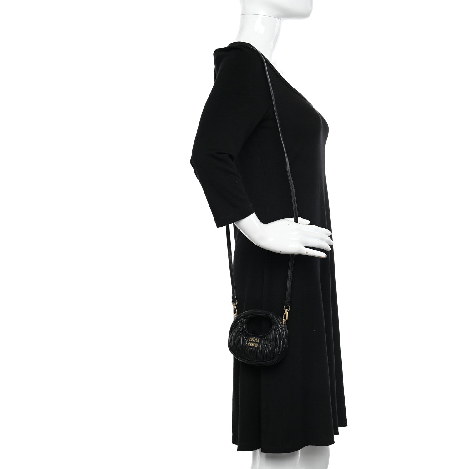 Miu Miu Nappa Matelasse Micro Wander Hobo Black 2 of 8