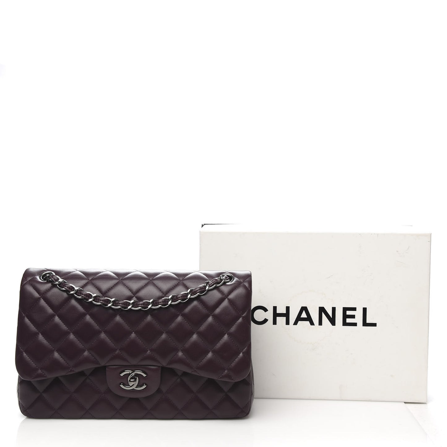 Lambskin Quilted Jumbo Double Flap Purple