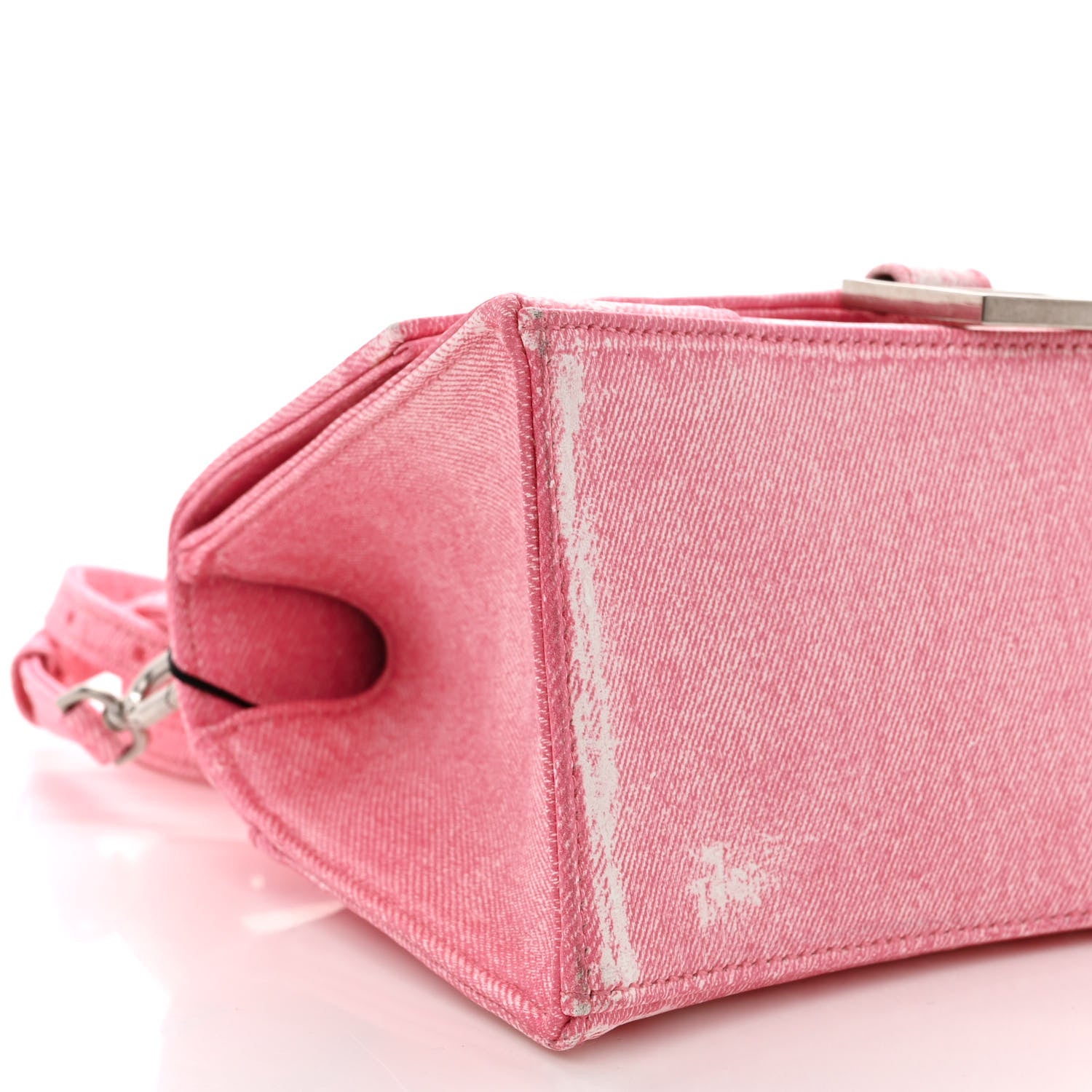 Balenciaga Nappa Denim Printed Small Hourglass Top Handle Bag Denim Pink 10 of 11