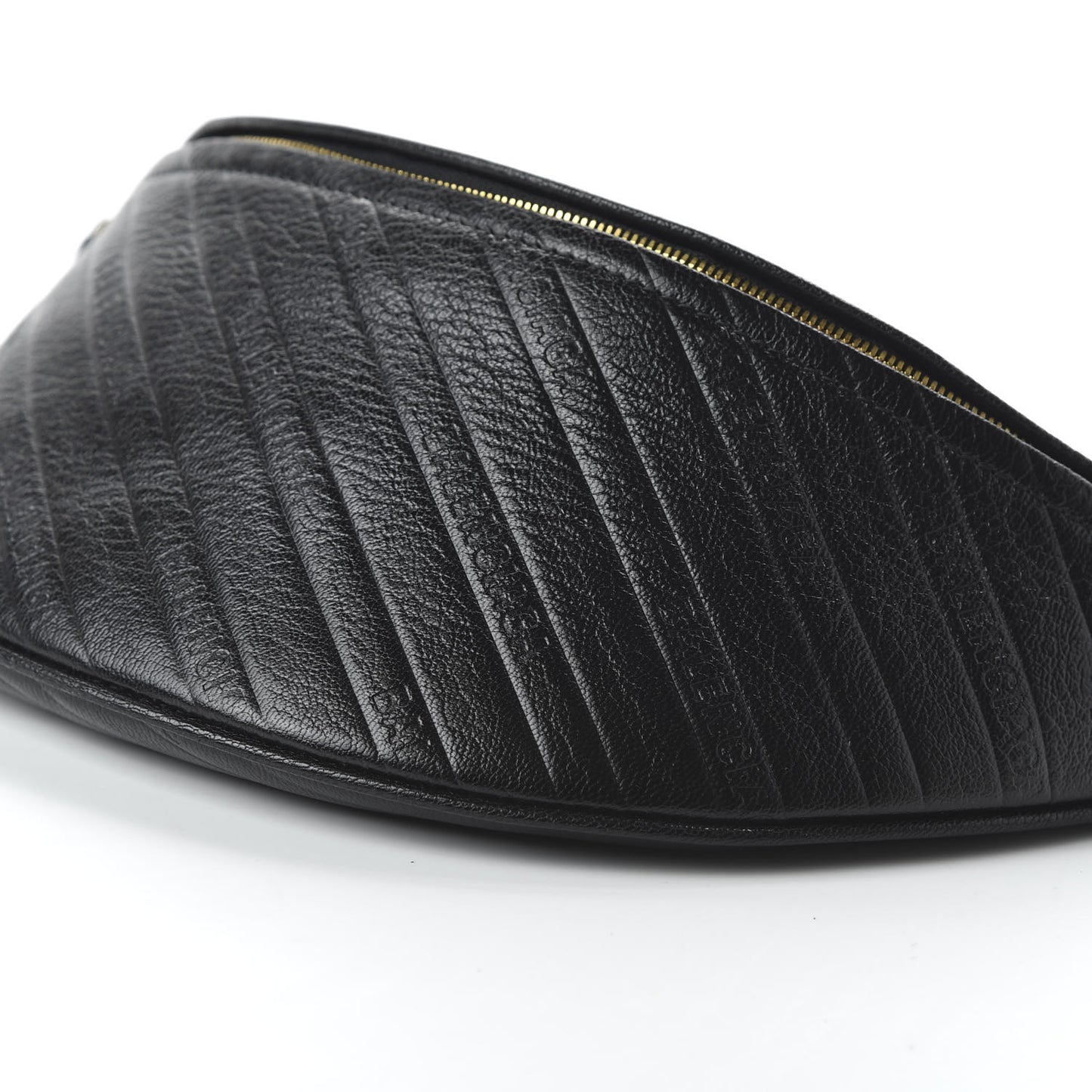 Shiny Goatskin Allover Logo Embossed XS Souvenir Belt Bag Black