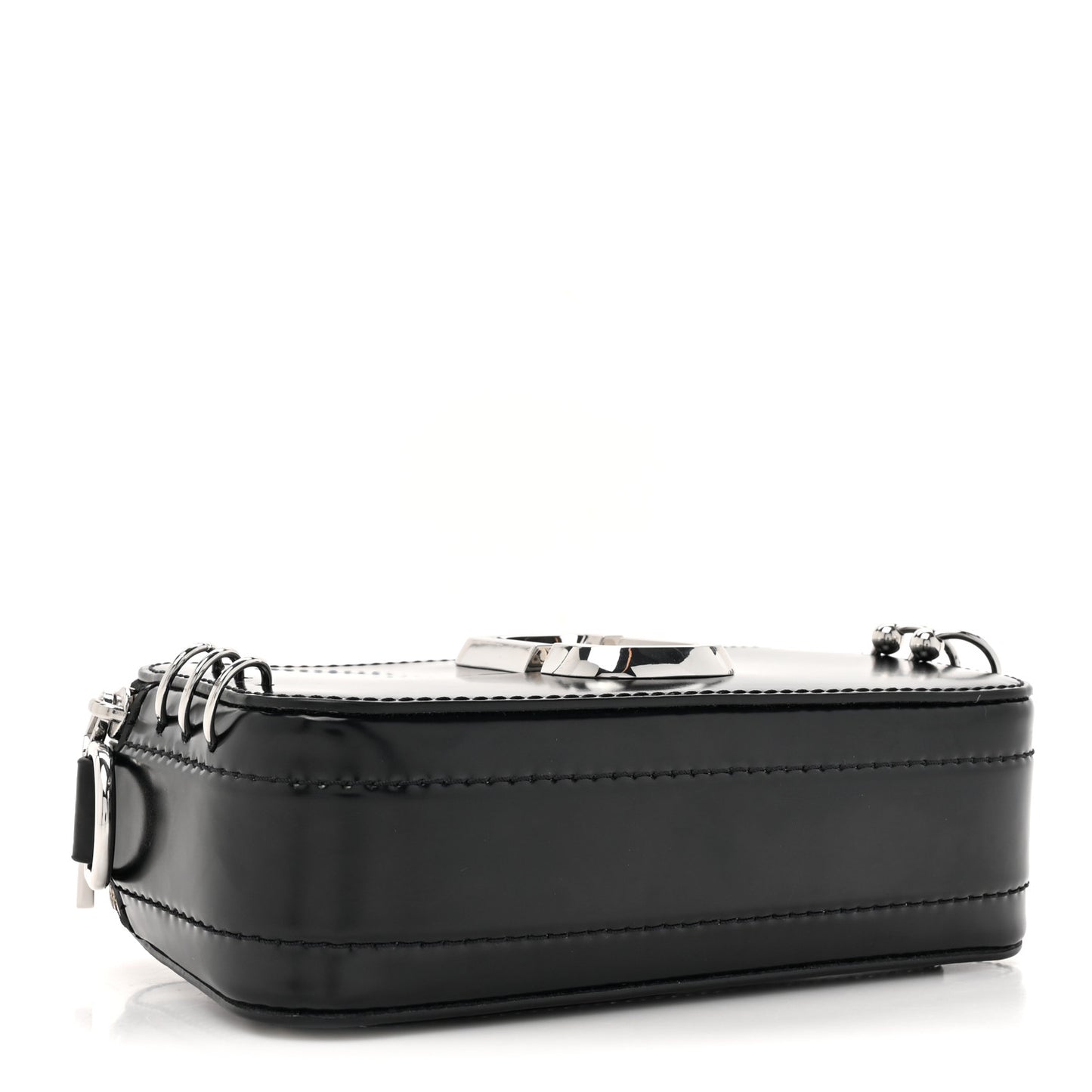 Calfskin Pierced Small Snapshot Camera Bag Black