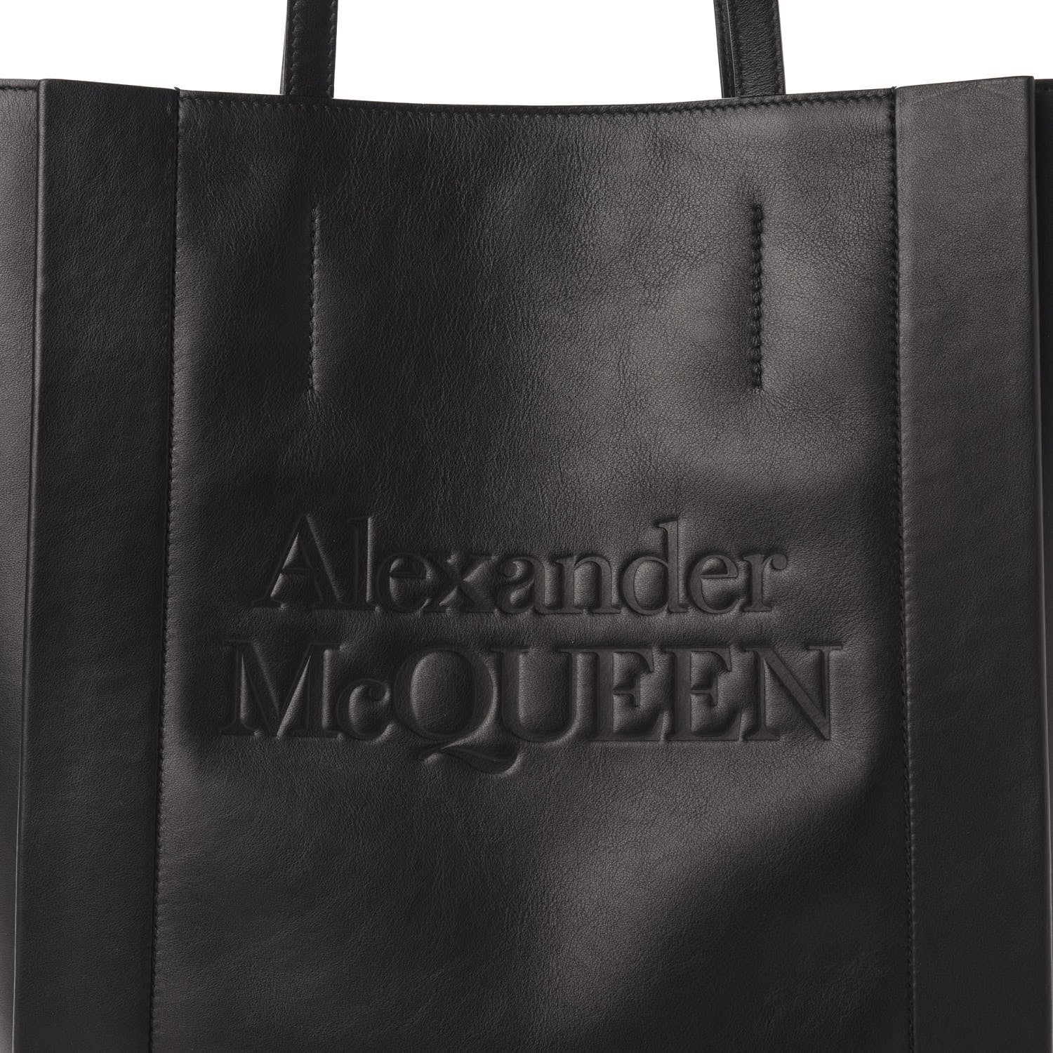 Alexander McQueen Calfskin Embossed Signature Shopper Black 9 of 9