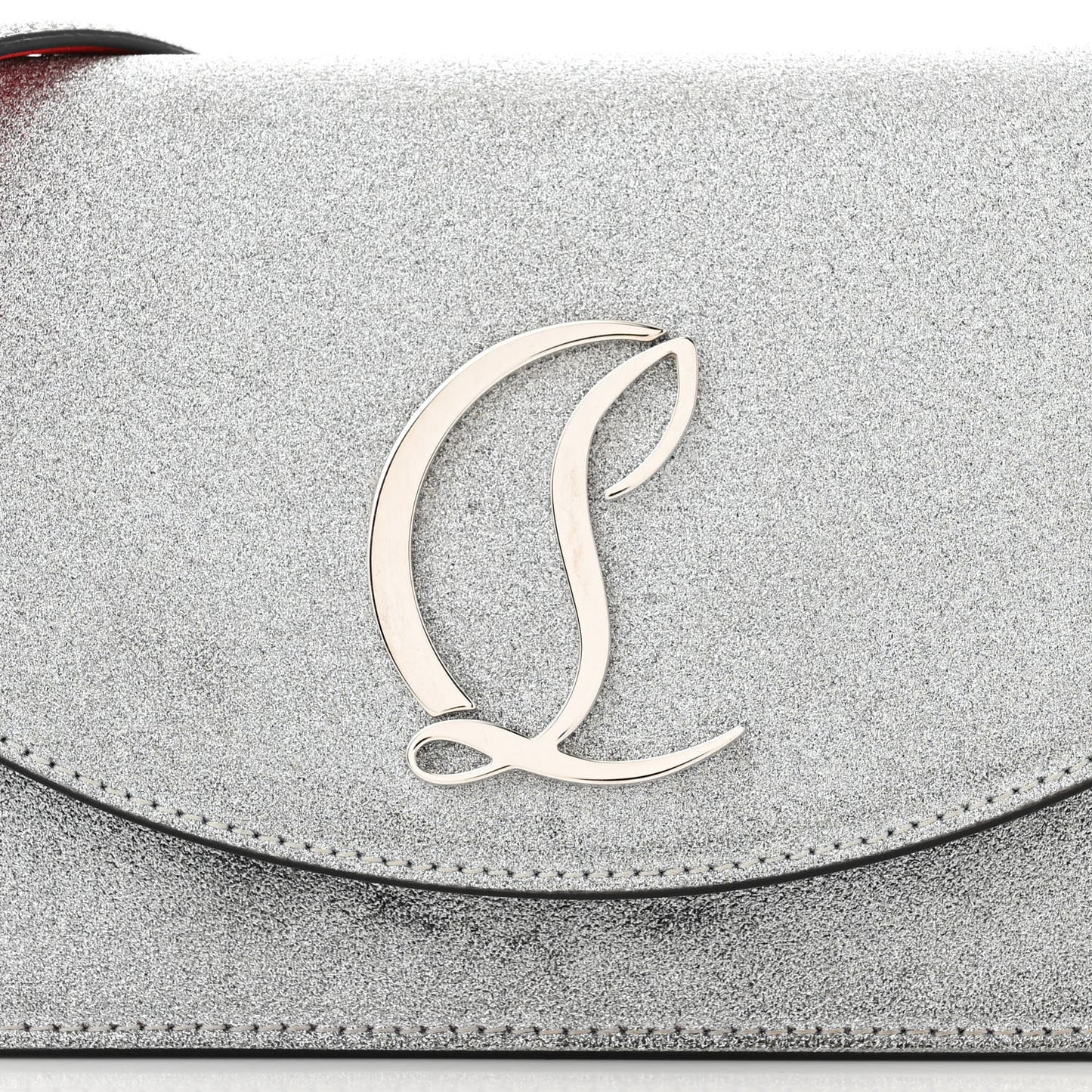 Glitter Calfskin Loubi54 Crossbody Clutch Silver