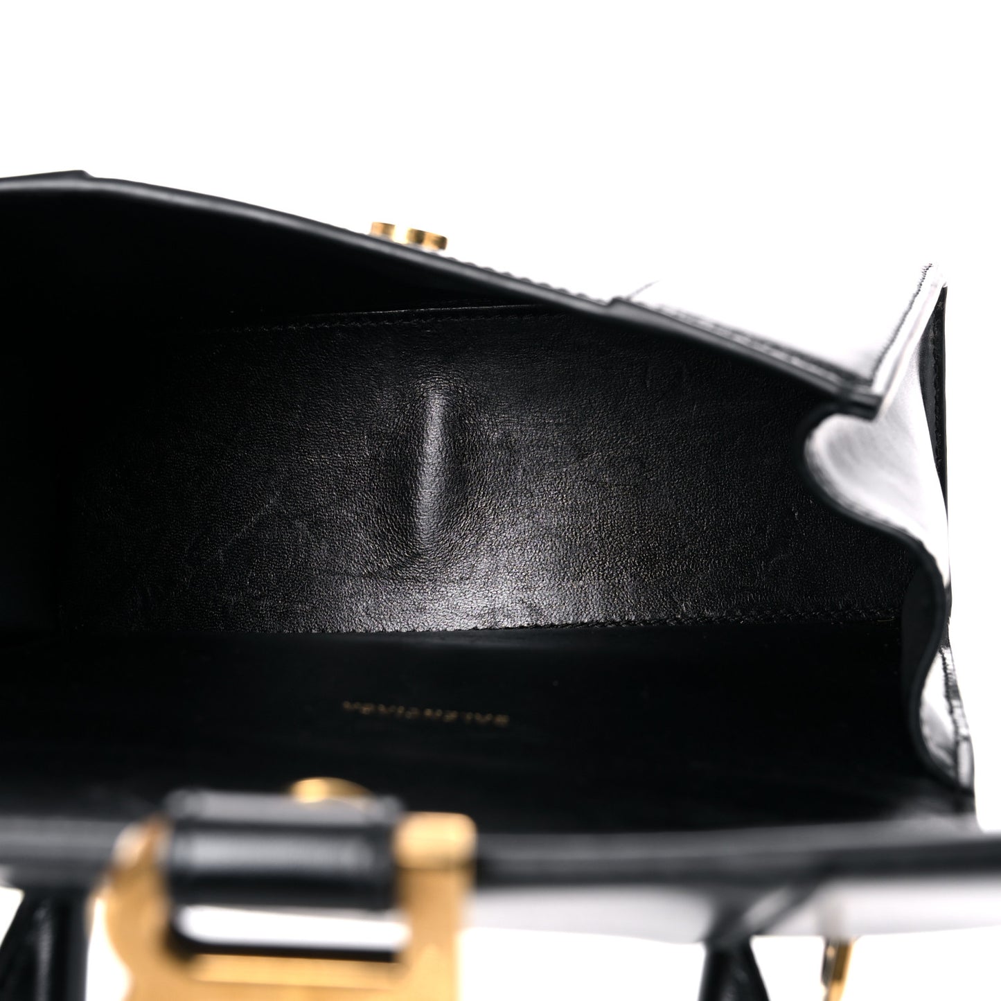 Shiny Box Calfskin Hourglass Top Handle Bag XS Black