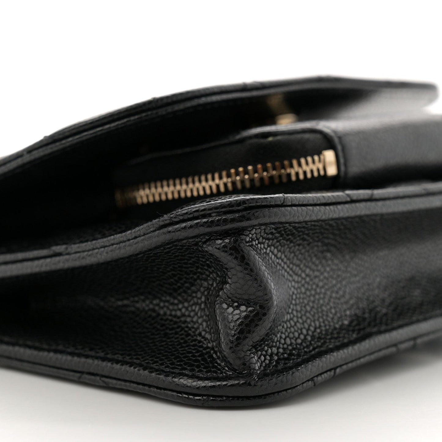 Caviar Quilted Business Affinity Clutch With Chain Black