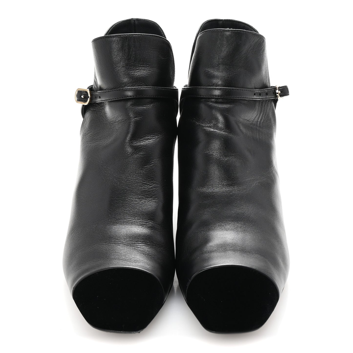 Lambskin Velvet Cap Toe Short Ankle Boots 39 Black