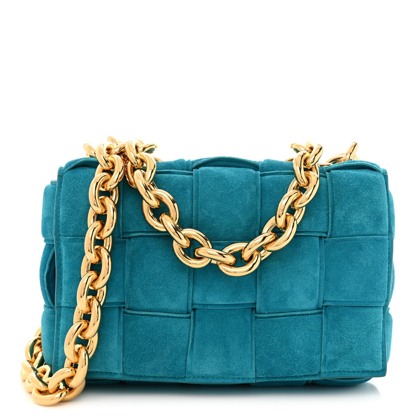 Suede Maxi Intrecciato Padded Chain Cassette Crossbody Bag Blaster