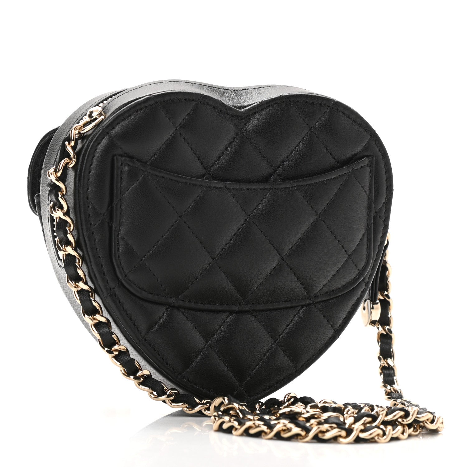 Chanel Lambskin Quilted CC In Love Heart Clutch With Chain Black 3 of 11