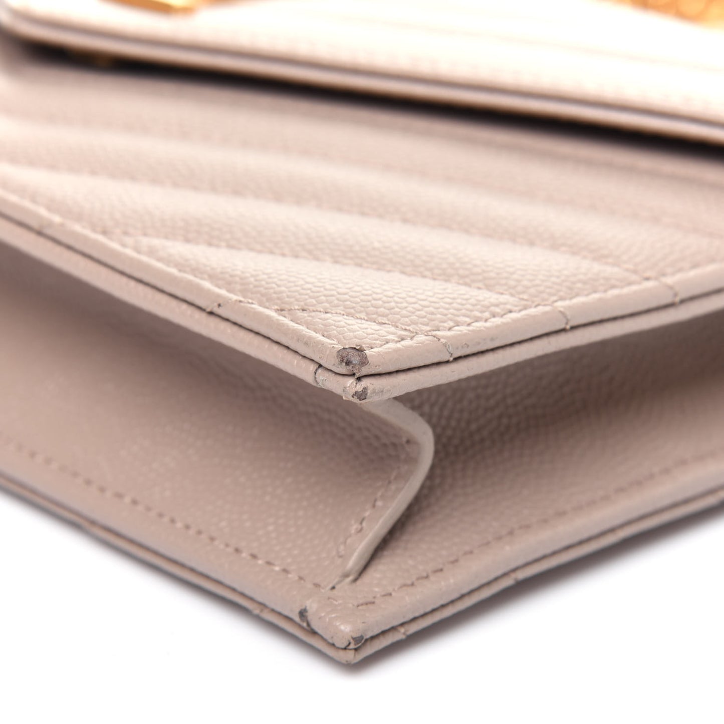 Grain De Poudre Matelasse Chevron Monogram Envelope Chain Wallet Dark Beige