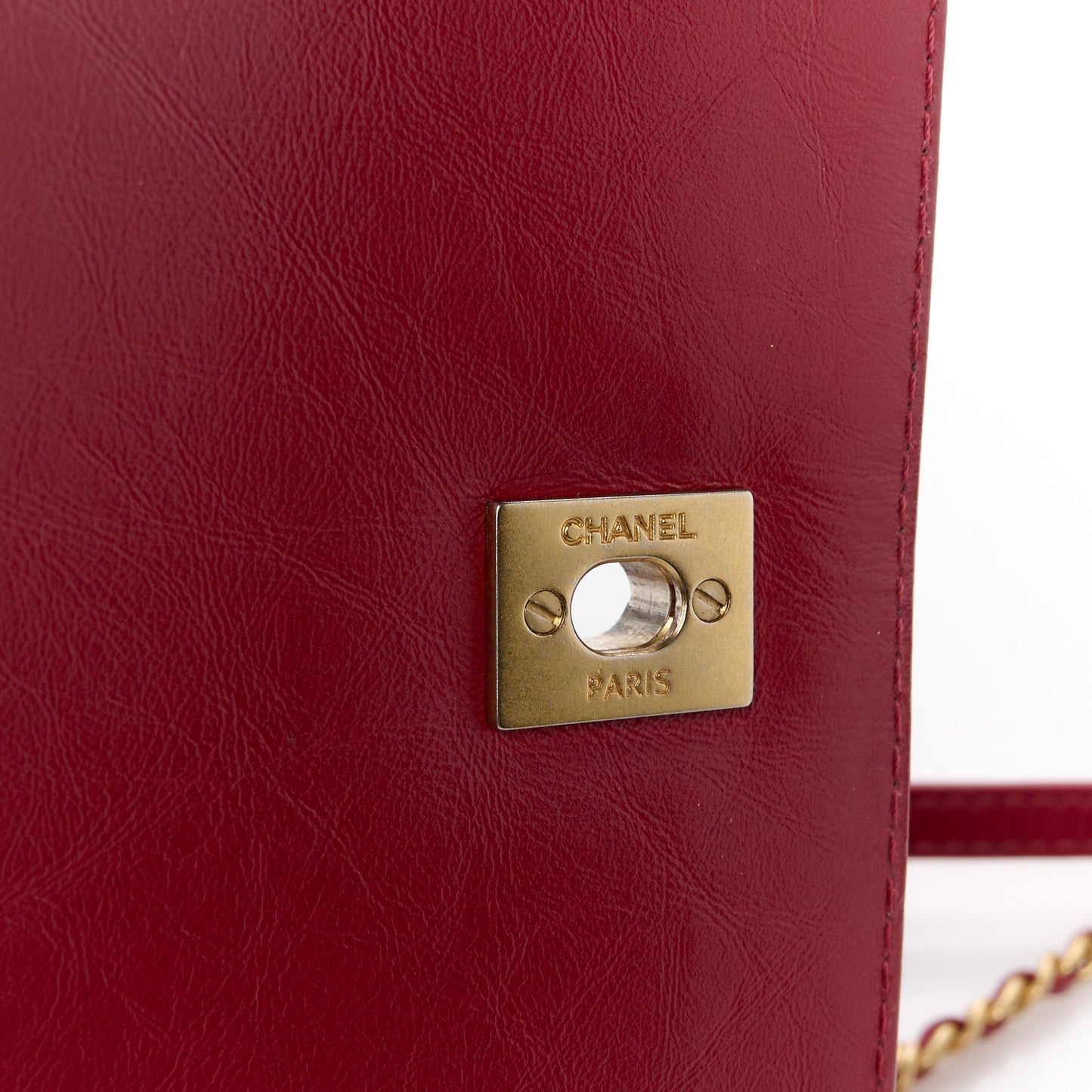 Calfskin Chevron Quilted Top Handle Flap Red