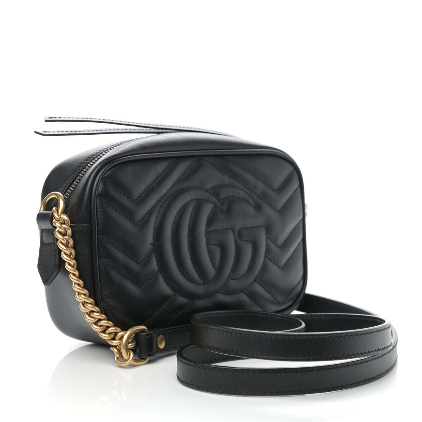 Calfskin Matelasse Mini GG Marmont Chain Shoulder Bag Black
