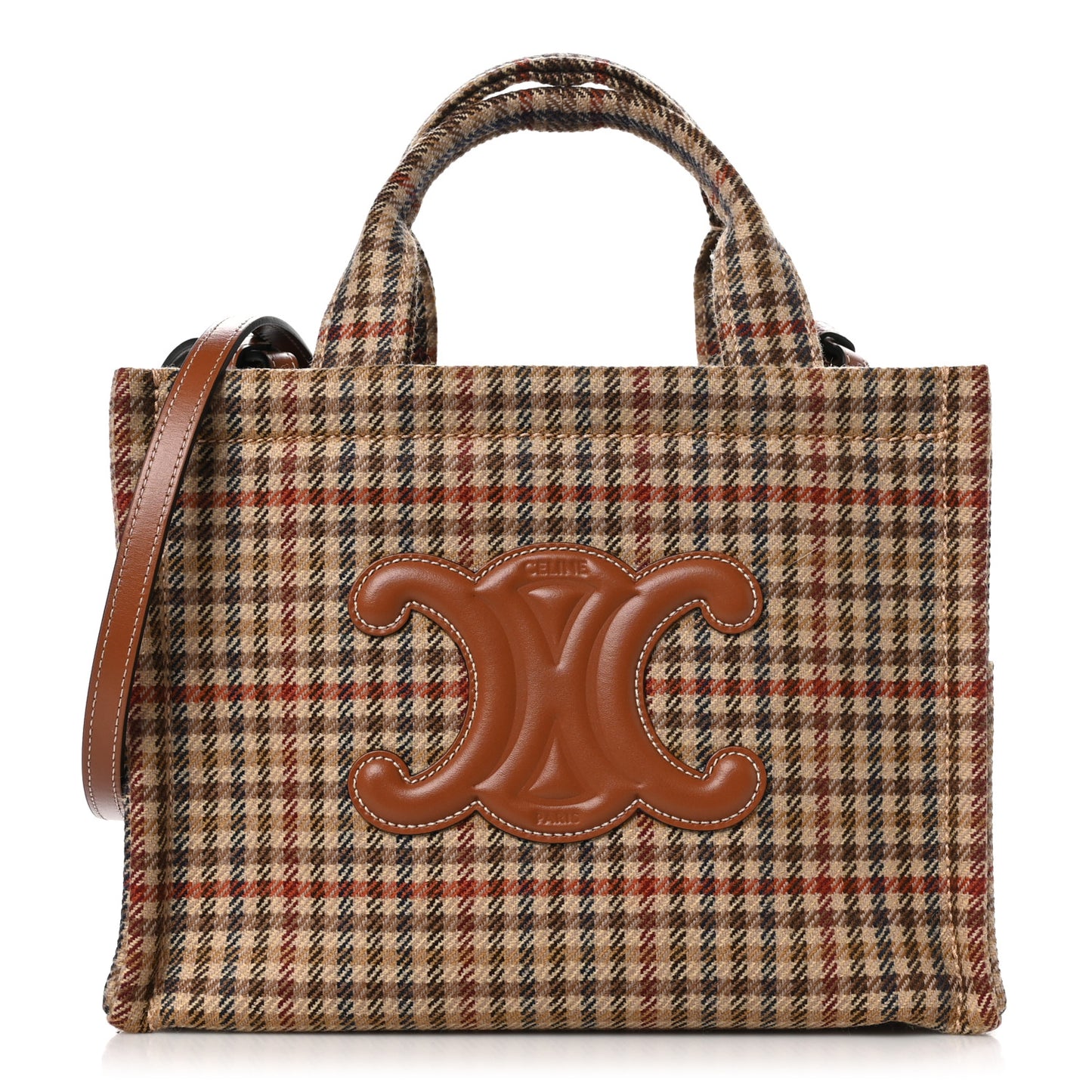Tweed Calfskin Triomphe Small Cabas Thais Multicolor