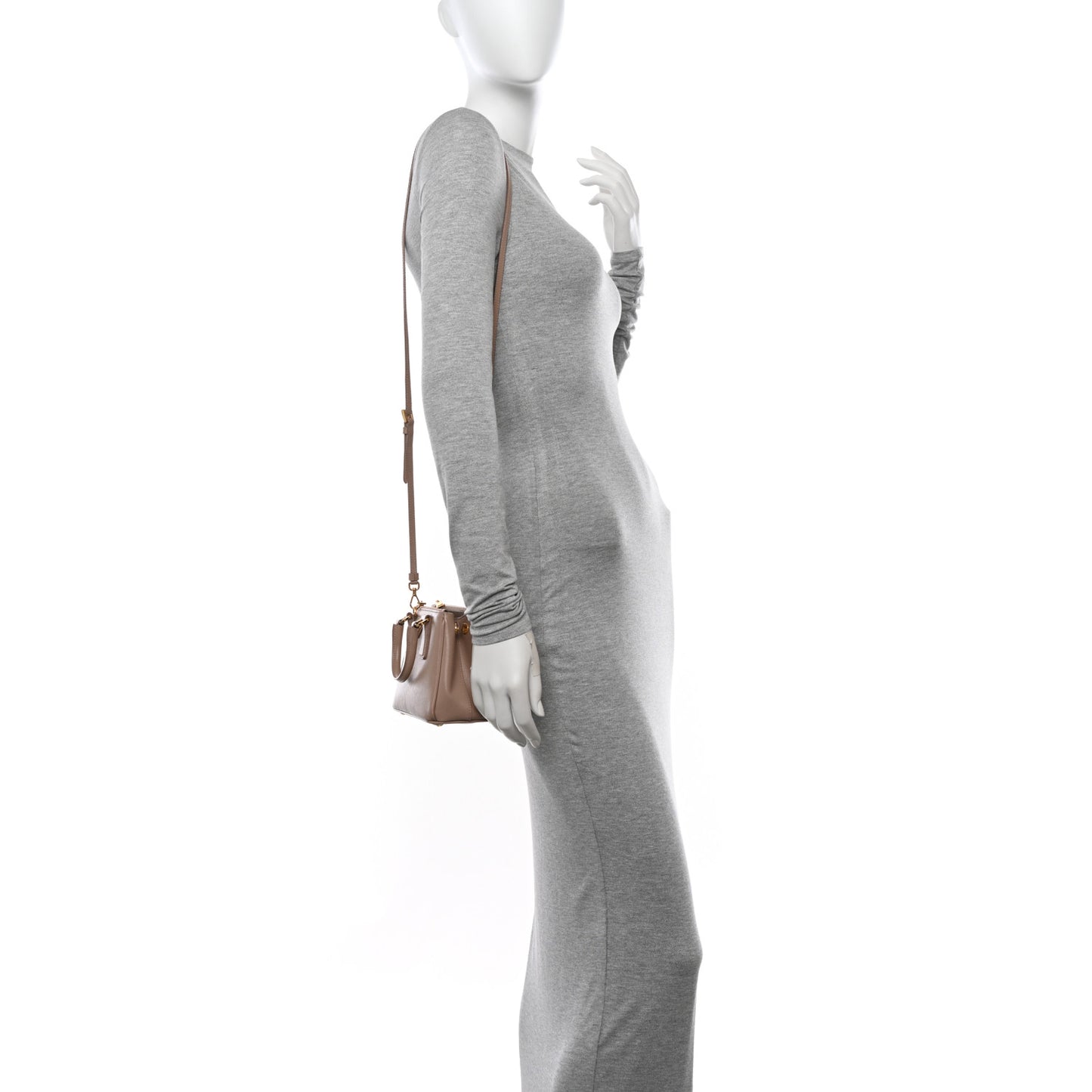 Saffiano Lux Micro Galleria Double Zip Tote Cammeo