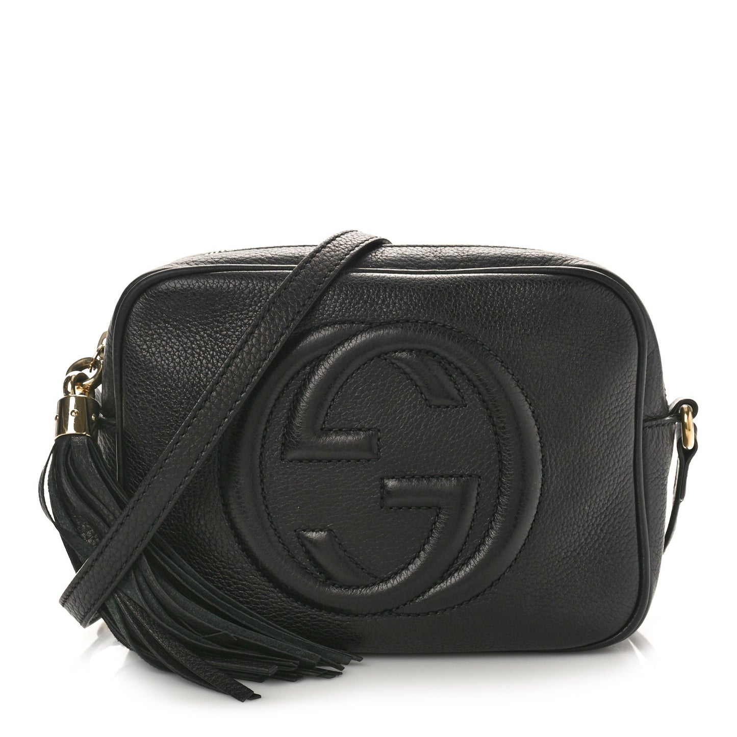 Pebbled Calfskin Small Soho Disco Bag Black