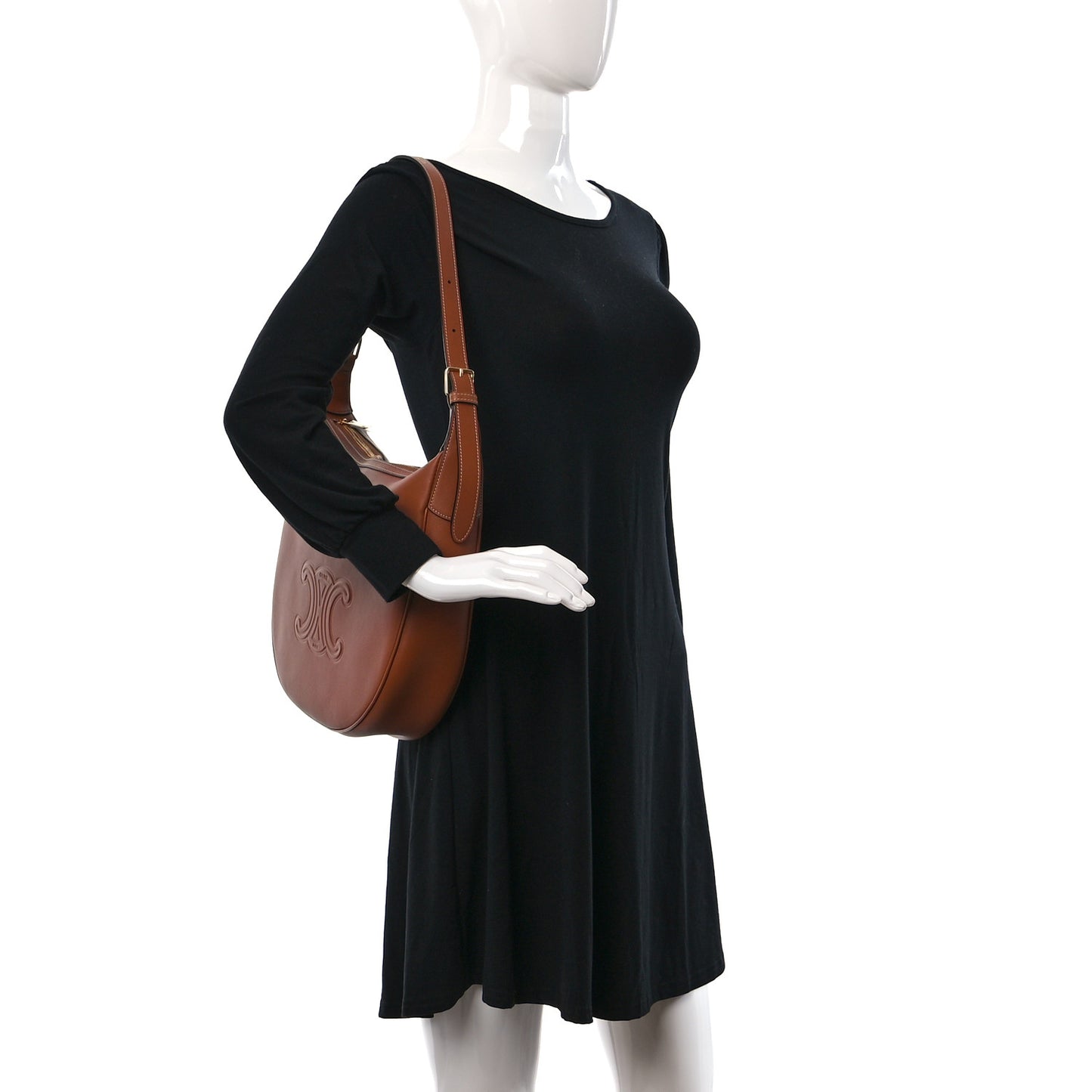 Supple Calfskin Medium Triomphe Heloise Shoulder Bag Tan