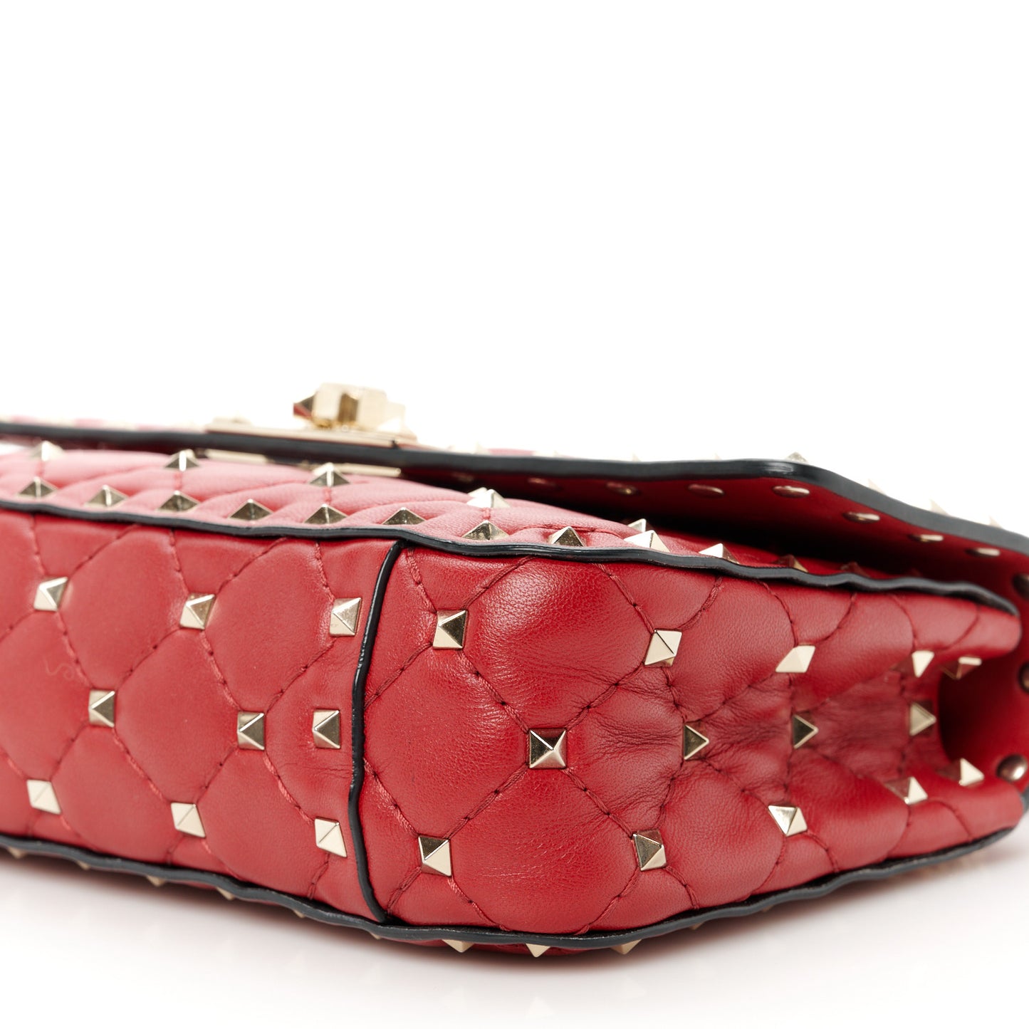 Nappa Small Rockstud Spike Shoulder Bag Rosso Valentino