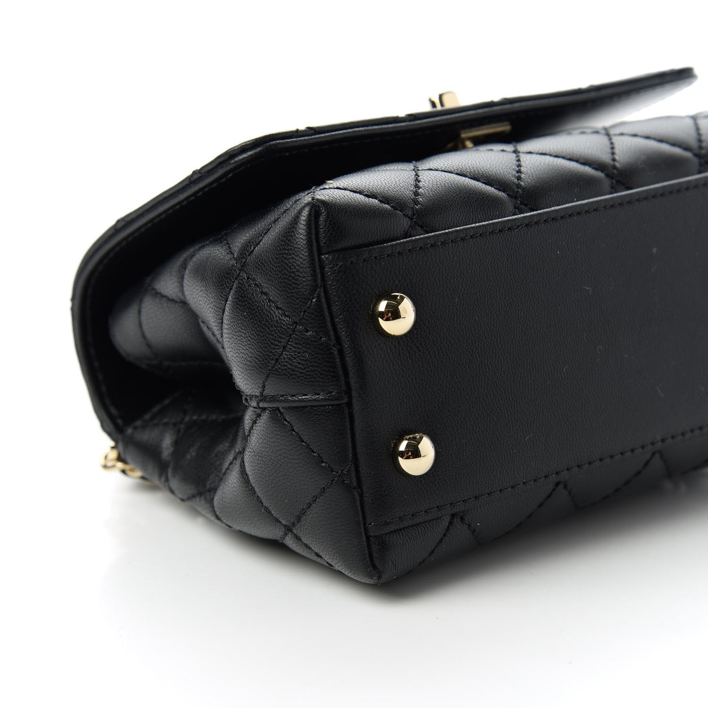 Goatskin Quilted Rainbow Extra Mini Coco Handle Flap Black