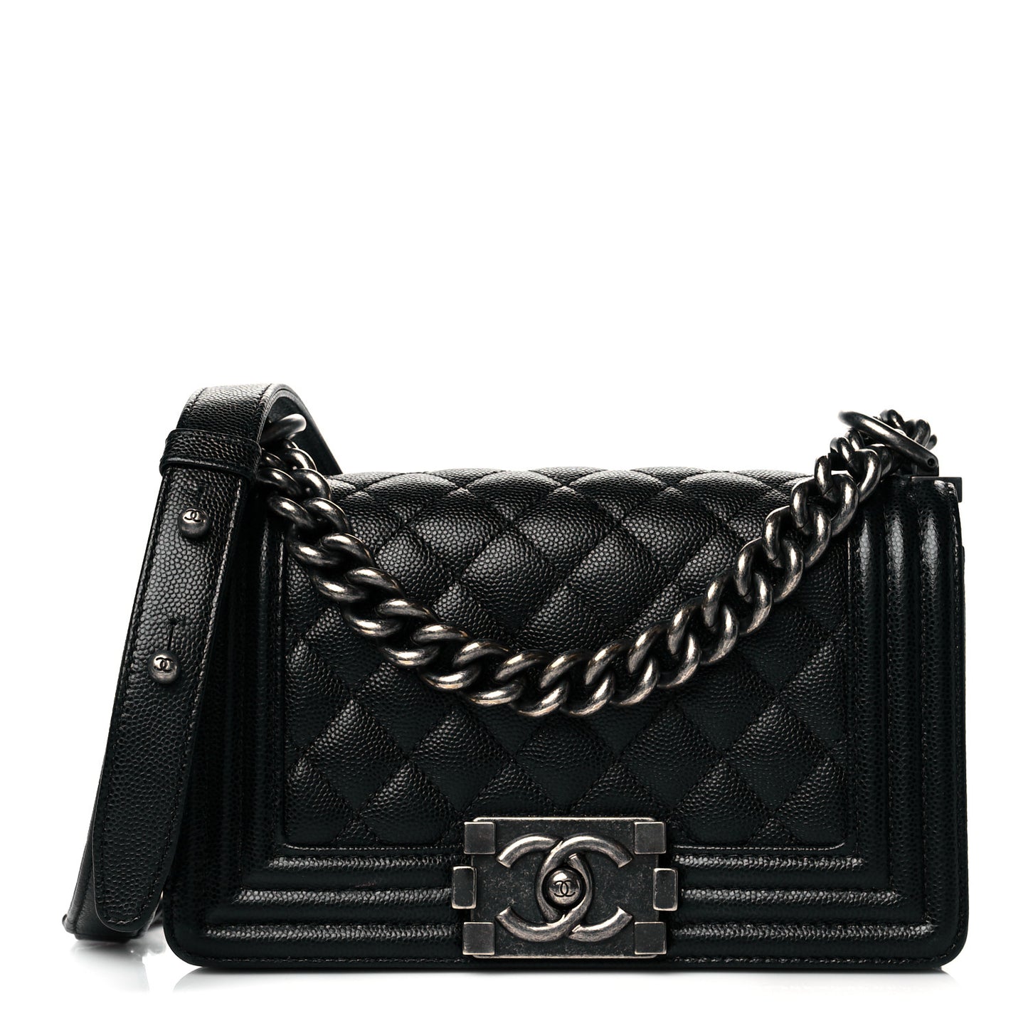Caviar Quilted Small Boy Flap Black