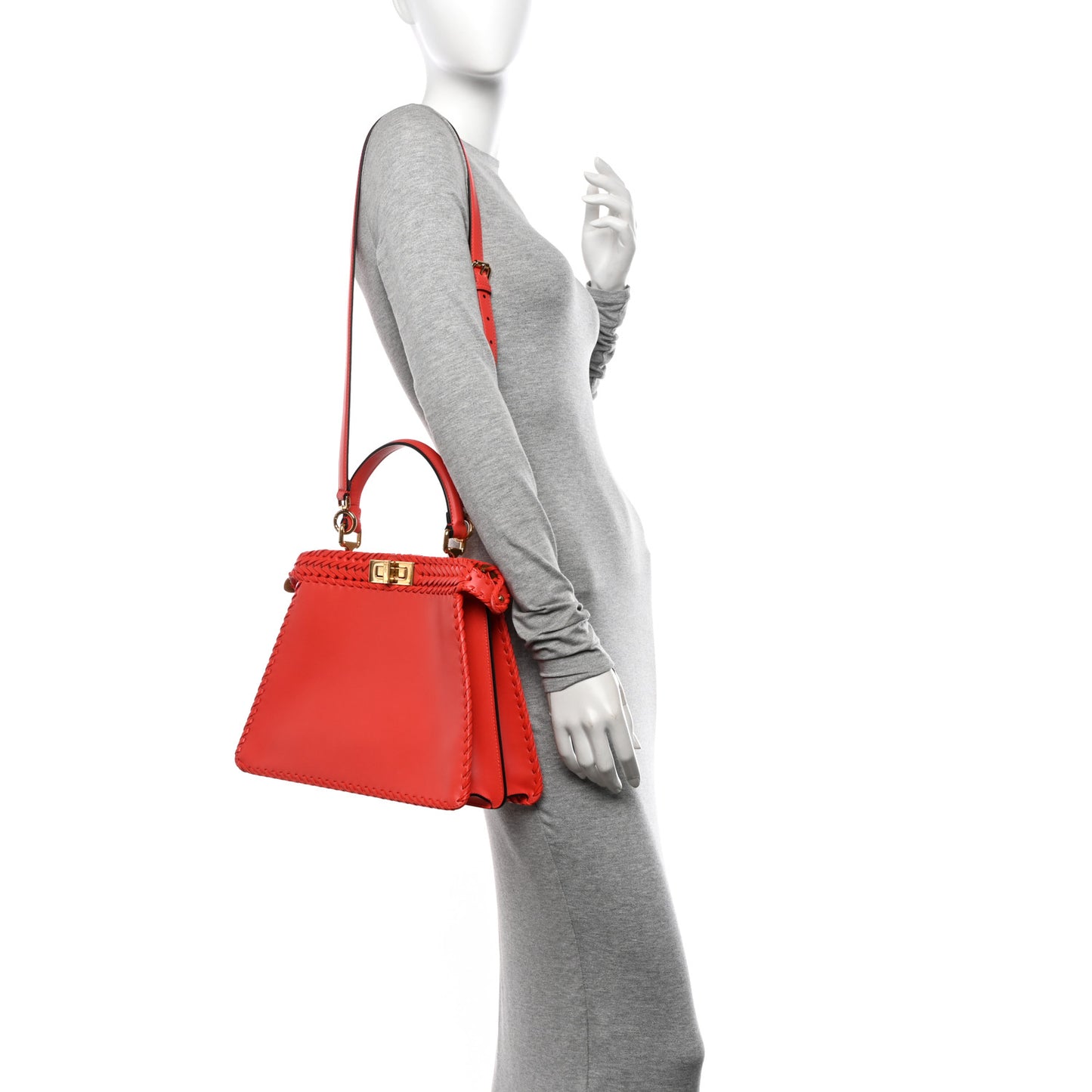 Vitello King Ceylon Shiny Nappa Woven Medium Peekaboo I SEE U Satchel Tulipano