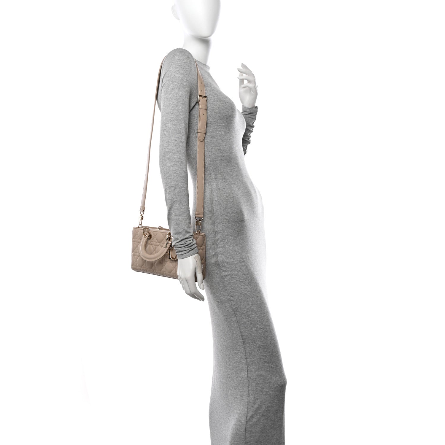 Christian Dior Lambskin Cannage Medium Lady D-Joy Sand 2 of 12