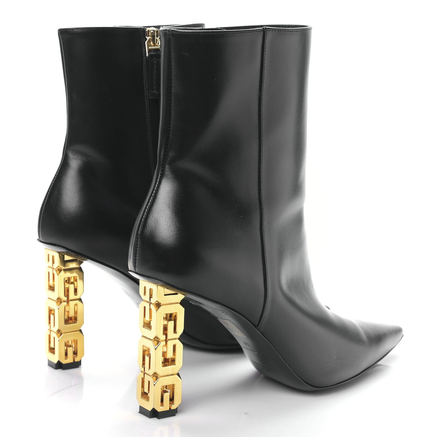 Calfskin G Cube Heel Ankle Boots 41 Black