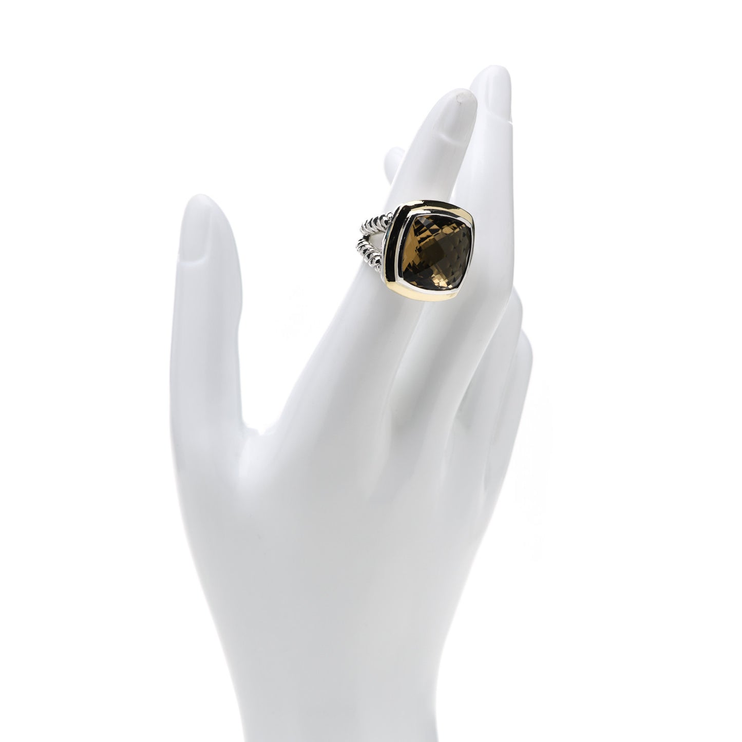 Sterling Silver 18K Yellow Gold Citrine 17mm Albion Ring 49 5