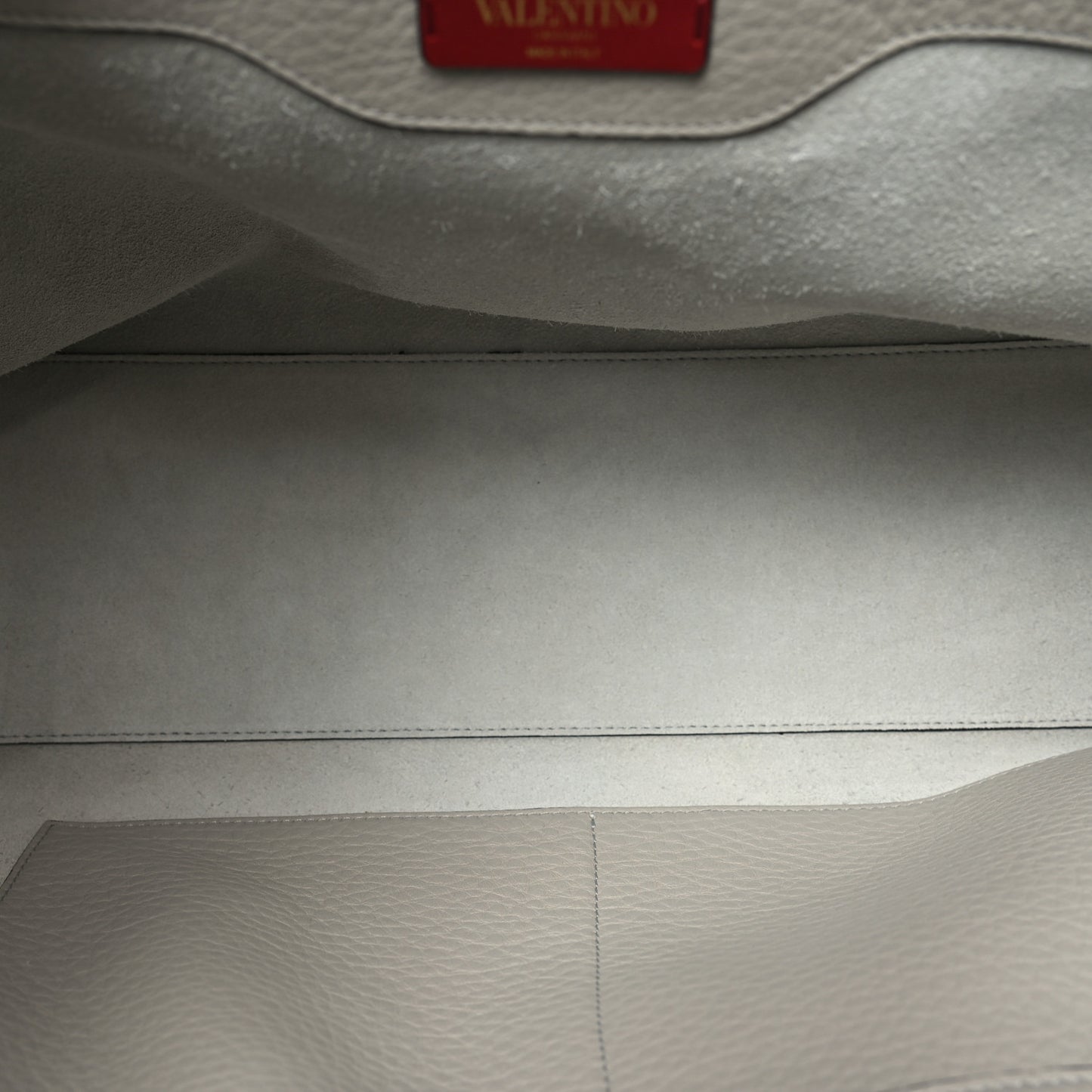 Grained Calfskin Rockstud Shoulder Tote Opal Grey