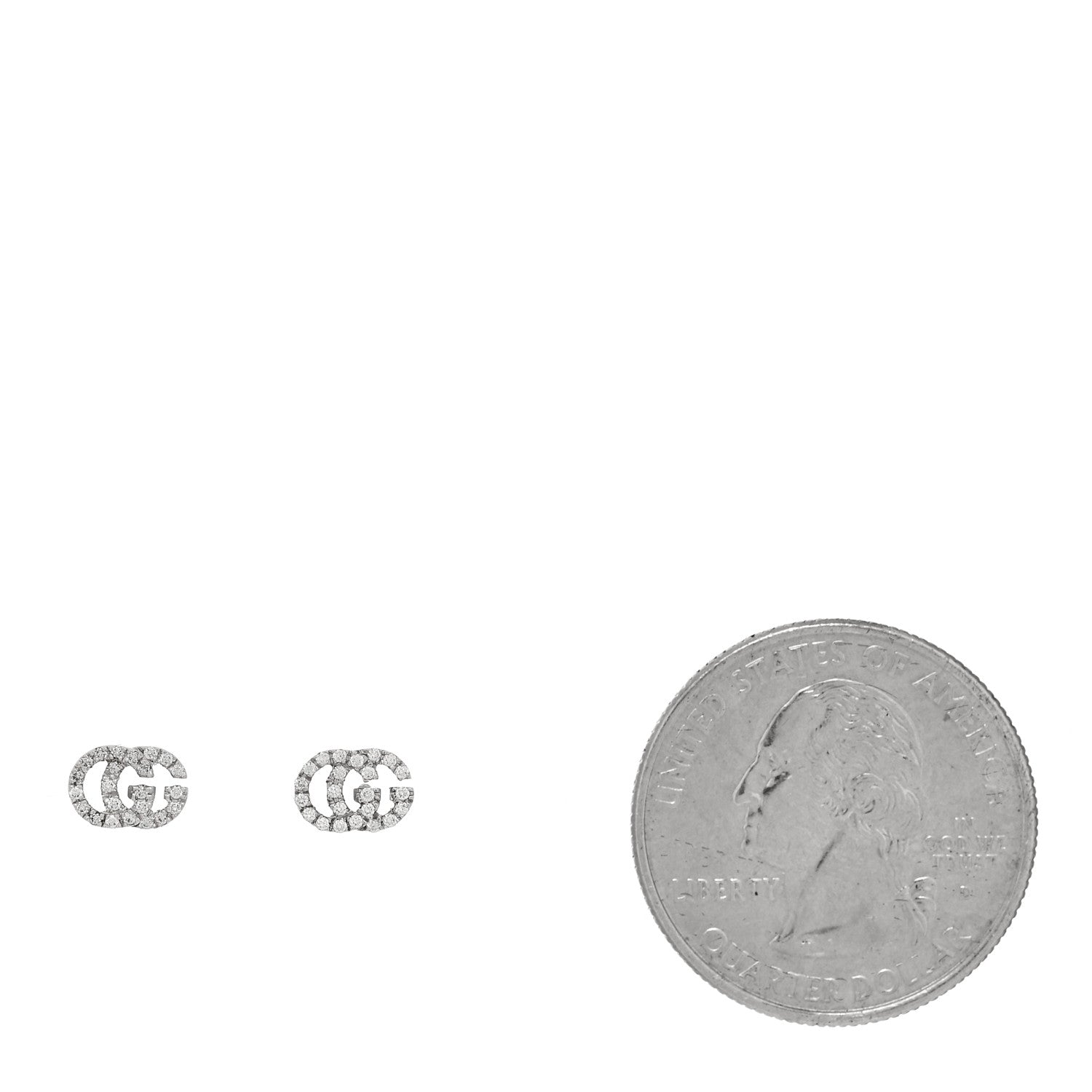 Gucci 18K White Gold Diamond Mini Running G Earrings 2 of 5